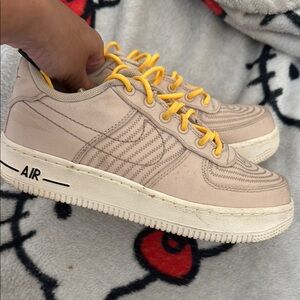 Nike air force one Kids Beige Sneakers with Yellow Accents